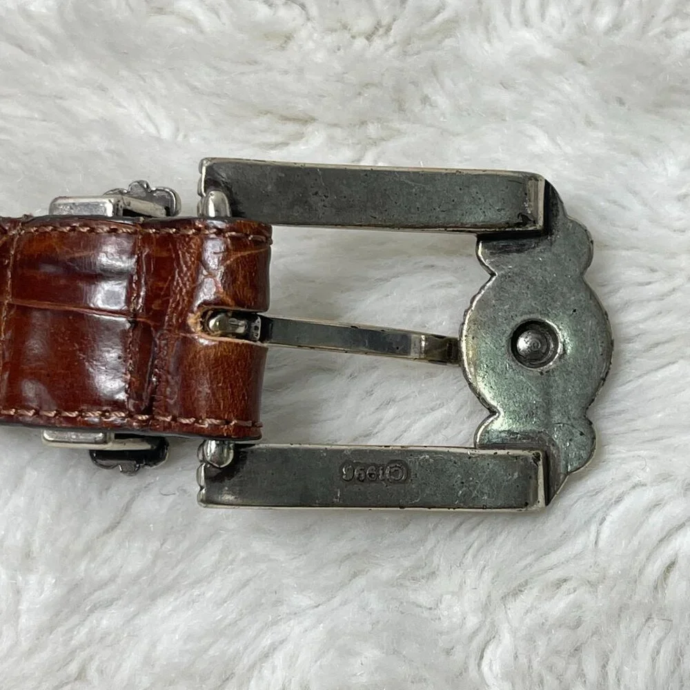 Brighton Museum Women's Brown Leather Rhinestone Belt Size Medium